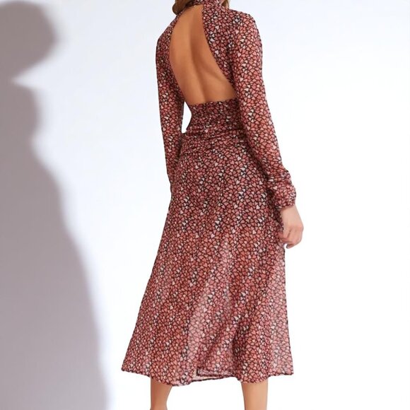 NWT Finders Keepers Amour Long Sleeve Heart Print Midi Dress - Picture 6 of 13